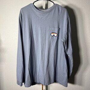 Vineyard Vines Blue Ski Goggles & Mountains Long-Sleeve Tee SZ XL